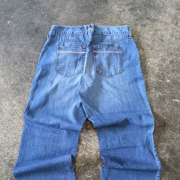 Eddie Bauer Wide Leg Jeans Womens 4 Blue Pants Flare Faded Denim Lightweight - Picture 4 of 8